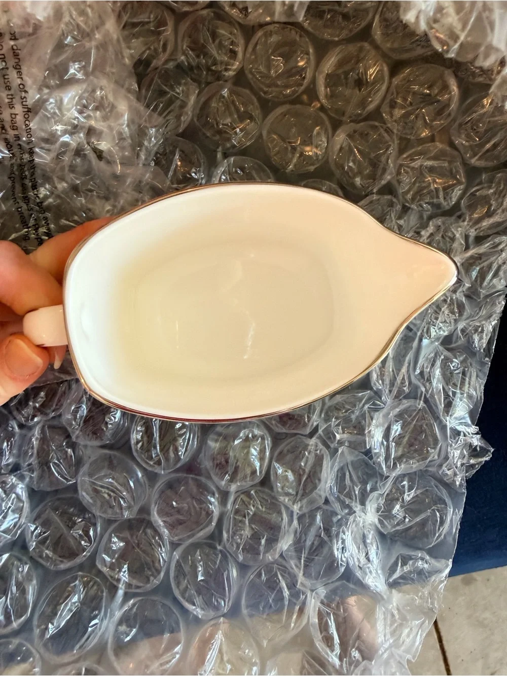 kate spade White Creamer with Platinum Polka Dots